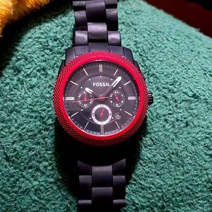 Fossil watch! Red & black edition. Beautiful inside and out!